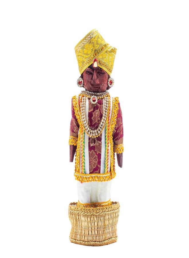 Swaha Marapachi Raja Rani Wooden Doll (20Cm Height) | bommala koluvu Dolls | pattada gombe with Dress | Navratri Special Dolls - Image 5